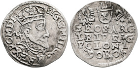 POLAND, Monarchs. Zygmunt III Waza, 1587-1632. 3 Grosze (Trojak) 1606 K (Silver, 21 mm, 1.82 g, 12 h), Transylvanian imitation of an Trojak from Krako...