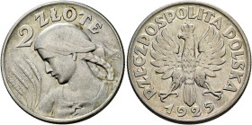 POLAND, Rzeczpospolita Polska (Republic of Poland). 1916-1939. 2 Zlote 1925 (Silver, 27 mm, 9.93 g, 12 h), Philadelphia. 2 ZLOTE Female reaper with fo...