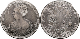 RUSSIA, Tsars of Russia. Ekaterina I Alexeyevna, 1725-1727. Rouble 1725 СПБ (Silver, 44 mm, 28.22 g, 12 h), Saint Petersburg. ЕКАТЕРIНА•IМПЕРАТРIЦА•IС...