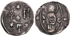 SERBIA. Stefan Lazarevic Hrebljanovic, as despot, 1402-1427. Half Dinar (Silver, 17 mm, 1.03 g, 3 h). Δ - Π / T (abbreviation for ΔЄCΠΟT ('Despot') in...