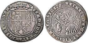 SPAIN, Castile & León. Fernando V & Isabel I (Los Reyes Católicos - the Catholic royals), 1474-1504. Real (Silver, 26 mm, 3.28 g, 7 h), Granada, no da...