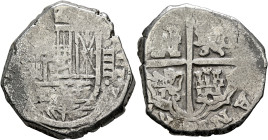 SPAIN, Reino de España. Felipe III el Piadoso, 1598-1621. Cob 4 Reales (Silver, 27 mm, 13.78 g, 1 h), Sevilla (Seville). [PHI]LI[PPVS•III•D•G•] Crowne...