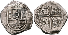 SPAIN, Reino de España. Felipe III el Piadoso, 1598-1621. Cob 8 Reales (Silver, 33 mm, 27.40 g, 3 h), Sevilla (Seville). PHILIPPV[S•]III•D[•G•OM]NIVM ...
