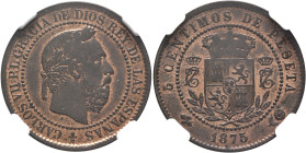 SPAIN. Pretender Carlos VII, 1872-1876. 5 Pesetas 1875 (Silver, 25 mm, 5.00 g, 12 h), Oñate (Oñati). CARLOS VII P. L. GRACIA DE DIOS REY DE LAS ESPAÑA...