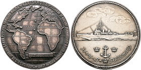 SWEDEN. Gustaf V, 1907–1950. Medal 1939 (Silver, 41 mm, 29.88 g, 12 h), on the HMS Gotland Expedition 1938-1939. ΨKARLSKRONAΨLISSABON•ST VINCENT•PERNA...