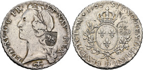 SWITZERLAND. Bern. Kanton. 40 Batzen (Silver, 41 mm, 29.00 g, 6 h), countermarked on a French Écu aux rameaux d'olivier 1755 D (Lyon), 1816-1819. LUD•...