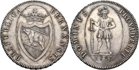 SWITZERLAND. Bern. Kanton. Taler 1823 (Silver, 41 mm, 29.09 g, 6 h). RESPUBLICA - BERNENSIS Crowned coat of arms. Rev. DOMINUS - PROVIDEBIT / 1823 Sol...