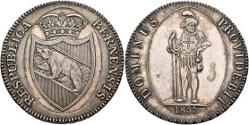 SWITZERLAND. Bern. Kanton. Taler 1835 (Silver, 41 mm, 29.43 g, 6 h). RESPUBLICA - BERNENSIS Crowned coat of arms. Rev. DOMINUS - PROVIDEBIT / 1835 Sol...