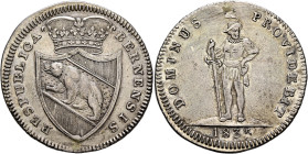 SWITZERLAND. Bern. Kanton. Halbtaler 1835 (Silver, 36 mm, 14.62 g, 6 h). RESPUBLICA BERNENSIS Crowned coat of arms. Rev. DOMINUS PROVIDEBIT / 1835 Sol...