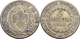SWITZERLAND. Obwalden. Kanton. 5 Batzen 1812 (Silver, 25 mm, 4.58 g, 6 h). CANTON UNTERWALDEN OB DEM WALD Coat of arms between palm frond and laurel b...