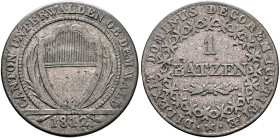 SWITZERLAND. Obwalden. Kanton. 1 Batzen 1812 (Billon, 24 mm, 2.70 g, 6 h). CANTON UNTERWALDEN OB DEM WALD Coat of arms between palm fronds. Rev. DILEX...