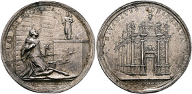 SWITZERLAND. Schwyz. Abtei Einsiedeln. Nikolaus II. Imfeld, 1734-1773. Medal 1748 (Silver, 45 mm, 26.23 g, 12 h), on the consecration of the abbey's C...