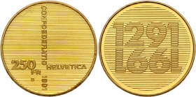 SWITZERLAND. Schweizerische Eidgenossenschaft (Swiss Confederation). 1848-present. 250 Franken 1991 B (Gold, 23 mm, 8.00 g, 6 h), on the 700th anniver...