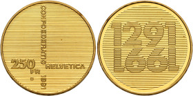 SWITZERLAND. Schweizerische Eidgenossenschaft (Swiss Confederation). 1848-present. 250 Franken 1991 B (Gold, 23 mm, 8.00 g, 6 h), on the 700th anniver...