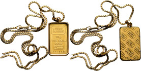 SWITZERLAND. Schweizerische Eidgenossenschaft (Swiss Confederation). 1848-present. 10 g bar (Gold, 26x16 mm, 19.31 g, 12 h), no date (circa 2000). CRE...