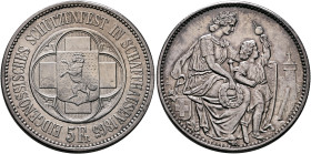 SWITZERLAND. Schützentaler (Shooting Talers). 5 Franken 1865 (Silver, 37 mm, 24.99 g, 12 h), on the Confederate Shooting Festival in Schaffhausen. EID...