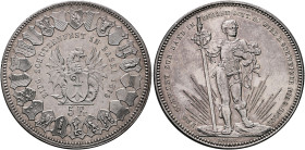 SWITZERLAND. Schützentaler (Shooting Talers). 5 Franken 1879 (Silver, 37 mm, 24.96 g, 6 h), on the Confederate Shooting Festival in Basel. EIDG. SCHÜT...