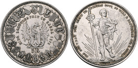 SWITZERLAND. Schützentaler (Shooting Talers). 5 Franken 1879 (Silver, 37 mm, 24.93 g, 6 h), on the Confederate Shooting Festival in Basel. EIDG. SCHÜT...