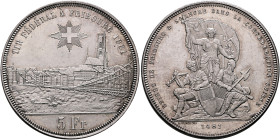 SWITZERLAND. Schützentaler (Shooting Talers). 5 Franken 1881 (Silver, 37 mm, 24.99 g, 6 h), on the Confederate Shooting Festival in Fribourg. TIR FÉDÉ...