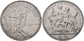 SWITZERLAND. Schützentaler (Shooting Talers). 5 Franken 1883 (Silver, 36 mm, 24.98 g, 6 h), on the Confederate Shooting Festival in Lugano. TIRO FEDER...