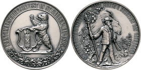 SWITZERLAND. Schützenmedaillen (Shooting Medals). Schützenmedaille (Shooting Medal) 1895 (Silver, 45 mm, 41.00 g, 12 h), on the Cantonal Shooting Fest...