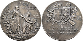 SWITZERLAND. Schützenmedaillen (Shooting Medals). Schützenmedaille (Shooting Medal) 1903 (Silver, 45 mm, 38.10 g, 12 h), on the Cantonal Shooting Fest...