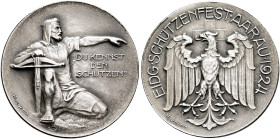SWITZERLAND. Schützenmedaillen (Shooting Medals). Schützenmedaille (Shooting Medal) 1924 (Silver, 27 mm, 13.09 g, 12 h), on the Confederate Shooting F...