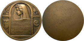 TUNISIA, Husaynid Beys. Ahmad II, AH 1347-1361 / AD 1929-1942. Medal 1931 (Bronze, 67 mm, 130.94 g), on the 50th Anniversary of the French Protectorat...