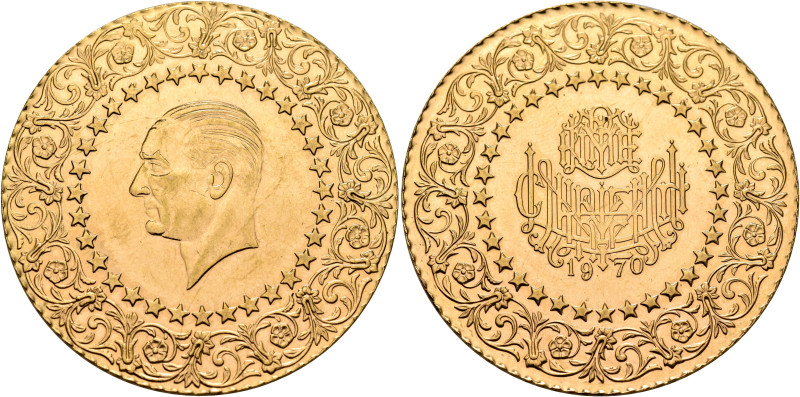 TURKEY. Republic. 1923-present. 500 Kurush 1970 (Gold, 45 mm, 34.96 g, 12 h), mo...