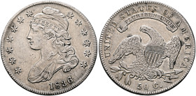 UNITED STATES. 1776-pres. Half Dollar 1836 (Silver, 32 mm, 13.44 g, 6 h), Capped Bust with lettered edge, Philadelphia. 1836 Capped liberty bust to le...
