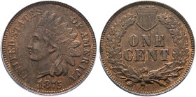 UNITED STATES. 1776-pres. Indian Head Cent 1875 (Bronze, 18 mm, 3.11 g, 6 h), Philadelphia. UNITED STATES - OF AMERICA / 1875 Head of Liberty with Ind...