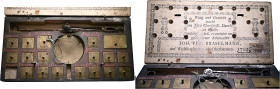 COIN WEIGHTS & SCALES. Germany. Jülich-Kleve-Berg. Herzogtum Berg. Scale and weights 1783 (Brass, 96x170 mm, 404 g). Scale and 17 weights by Johann Pe...