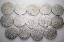 A lot containing 14 silver coins. All: Ottoman Empire. Very fine to extremely fine. Total weight: 277 g. LOT SOLD AS IS, NO RETURNS. 14 coins in lot....