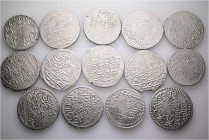 A lot containing 14 silver coins. All: Ottoman Empire. Very fine to extremely fine. Total weight: 279 g. LOT SOLD AS IS, NO RETURNS. 14 coins in lot....