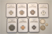 A lot containing 10 silver, bronze, copper nickel and aluminium coins. All: British. Colonial coins. Very fine to FDC. LOT SOLD AS IS, NO RETURNS. 10 ...