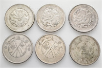 A lot containing 6 silver coins. All: China. Yunnan. Half Yuan / 50 Cents. Very fine to extremely fine. LOT SOLD AS IS, NO RETURnS. 6 coins in lot.
...