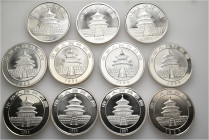 A lot containing 11 silver coins. All: China. Silver Pandas 11 x 1 oz. 1989-1999. Proof. Total weight: 343 g. LOT SOLD AS IS, NO RETURNS. 11 coins in ...