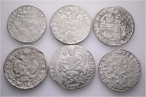 A lot containing 6 silver coins. All: Germany and Netherlands. 28 Stuiver and one Daalder, additional one contemporary forgery 28 Stuiver Emden. Very ...