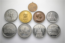 A lot containing 9 bronze and tin medals. All: Germany. Good very fine to FDC. LOT SOLD AS IS, NO RETURNS. 9 medals in lot.