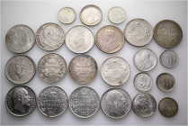 A lot containing 23 silver coins. All: India. One, half and quarter Rupees from British India. Very fine to FDC. LOT SOLD AS IS, NO RETURNS. 23 coins ...