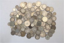 A lot containin 126 silver coins. All: World. Mostly: Switzerland. Fair to FDC. Total weight: 974 g. LOT SOLD AS IS, NO RETURNS. 126 coins in lot.