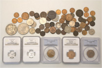 A lot containing 67 silver and bronze coins. All: World. Mostly British India. Vey fine to FDC. LOT SOLD AS IS, NO RETURNS. 67 coins in lot.
