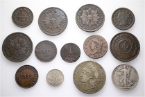 A lot containing 13 silver and bronze coins. All: World. North and Latin America. Fine to extremely fine. LOT SOLD AS IS, NO RETURNS. 13 coins in lot....