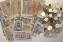 A lot containing 116 silver, bronze and copper nickel coins, medals and 24 banknotes. All: World. Fine to extremely fine. LOT SOLD AS IS, NO RETURNS. ...