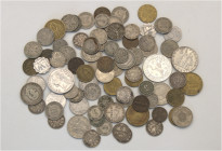 A lot containing 86 silver, billon, bronze and aluminium coins. All: World. Fair to FDC. LOT SOLD AS IS, NO RETURNS. 86 coins in lot.