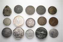 A lot containing 14 silver, bronze and lead coins and medals. All: World. Very fine to good extremely fine. LOT SOLD AS IS, NO RETURNS. 14 coins and m...