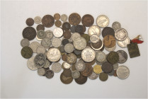 A lot containing 110 silver, bronze, aluminium and copper nickel coins. All: World. Fine to FDC. LOT SOLD AS IS, NO RETURNS. 110 coins in lot.