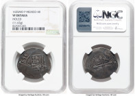 Philip IV Cob 4 Reales 1655 Mo-P VF Details (Holed) NGC, Mexico City mint, KM38, Cal-1073. 11.65gm. A less frequent denomination than the 8 Reales, pr...