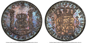 Philip V 8 Reales 1745 Mo-MF AU55 PCGS, Mexico City mint, KM103, Cal-1468. A popular type, displaying the iconic pillar design. Patinaed in a whimsica...