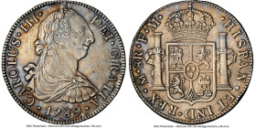 Charles III 8 Reales 1789 Mo-FM AU Details (Cleaned) NGC, Mexico City mint, KM106.2a, Cal-1134. "CAROLUS III" bust type. Gorgeously toned with a baby ...